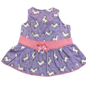 Purple Unicorn Ruffled Dog Dress M